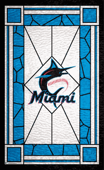 Miami Marlins Stained Glass 11x19 Wood Sign