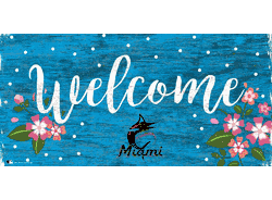 Miami Marlins Welcome Floral 6x12 Sign