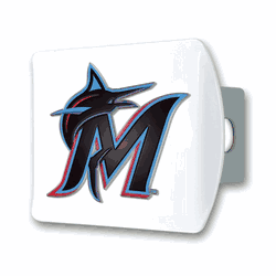 Miami Marlins White Metal Hitch Cover with  3D Color Emblem