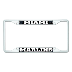 Miami Marlins White Metal License Plate Frame - 6.25"x12.25"