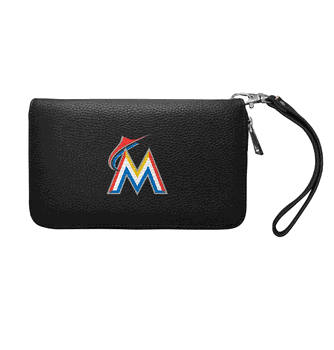 Miami Marlins Zip Organizer Wallet Pebble Black