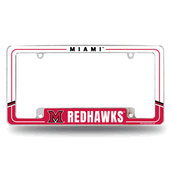 Miami Of Ohio Redhawks Two-Tone 12" x 6" Chrome All Over Automotive License Plate Frame