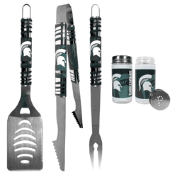 Michigan St. Spartans 3 pc Tailgater BBQ Set and Salt and Pepper Shaker Set