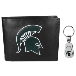 Michigan St. Spartans Bi-fold Wallet & Steel Key Chain