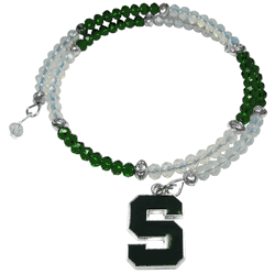 Michigan St. Spartans Crystal Memory Wire Bracelet