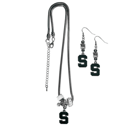 Michigan St. Spartans Euro Bead Earrings and Necklace Set