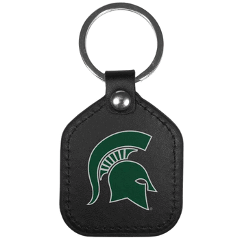 Michigan St. Spartans Leather Square Key Chains