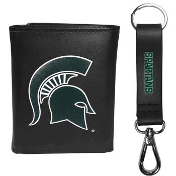 Michigan St. Spartans Tri-fold Wallet & Strap Key Chain