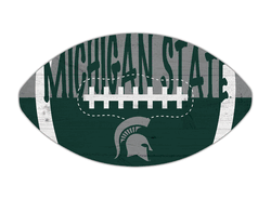 Michigan State Spartans 12" Football Cutout Sign with City Name