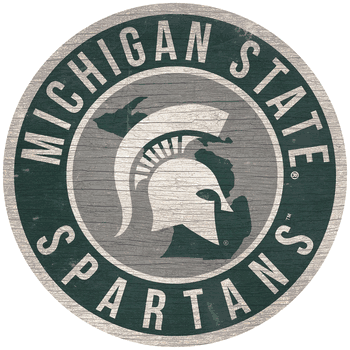 Michigan State Spartans 12 in. Circle w/ State Sign