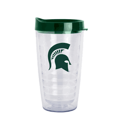 Michigan State Spartans 16oz Flipside Dbl Wall Clear Tumbler