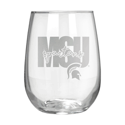 Michigan State Spartans 17oz Stemmless Wine Glass