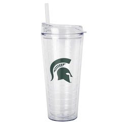 Michigan State Spartans 22oz Flipside Dbl Wall Clear Tumbler