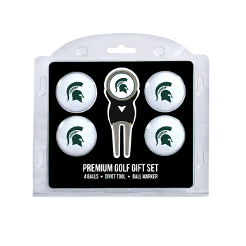 Michigan State Spartans 4 Ball Gift Set + Divot Tool & Marker