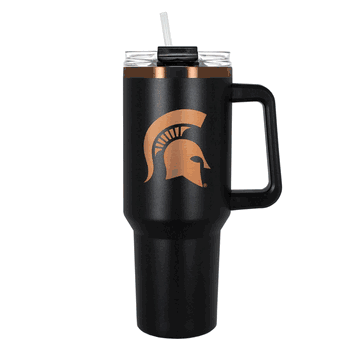 Michigan State Spartans 40oz Black and Copper Colossus Travel Mug with Straw