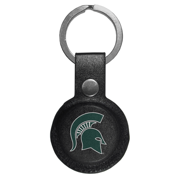 Michigan State Spartans AirTag Compatible Leather Key Chain