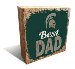 Michigan State Spartans Best Dad 6x6 Wood Block