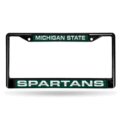 Michigan State Spartans Black 12" x 6" Black Laser Cut Chrome Frame
