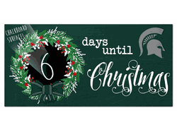 Michigan State Spartans Chalk Christmas Countdown 6x12 Sign