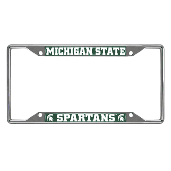 Michigan State Spartans Chrome Metal License Plate Frame, 6.25in x 12.25in