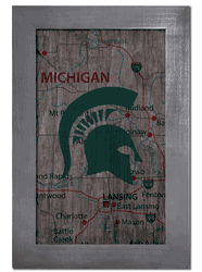 Michigan State Spartans City Map 11x19 Sign