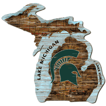 Michigan State Spartans Distressed State with Logo