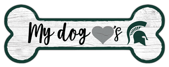 Michigan State Spartans Dog Bone 6x12 Sign