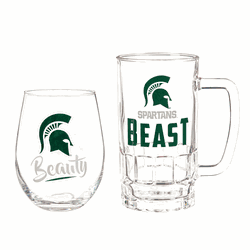 Michigan State Spartans Drink Set Boxed 17oz Stemless Wine and 16oz Tankard