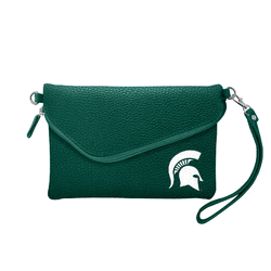 Michigan State Spartans Fold Over Crossbody Pebble Green