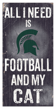 Michigan State Spartans Football and My Cat 6x12 Sign