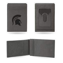 Michigan State Spartans Gray Laser Engraved Front Pocket Wallet