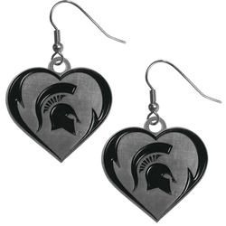 Michigan State Spartans Heart Dangle Earrings