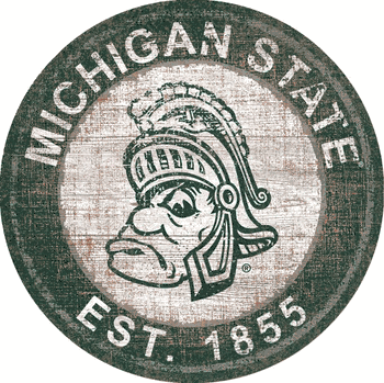 Michigan State Spartans Heritage Logo Round Sign