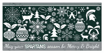 Michigan State Spartans Merry and Bright 6x12 Sign