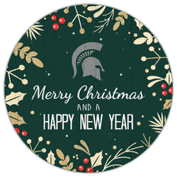 Michigan State Spartans Merry Christmas & New Year 12in Circle