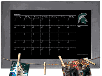 Michigan State Spartans Monthly Chalkboard with frame & clothespins 11x19 Sign
