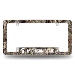 Michigan State Spartans Mossy Oak 12" x 6" Chrome All Over Automotive License Plate Frame