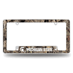 Michigan State Spartans Mossy Oak 12" x 6" Chrome All Over Automotive License Plate Frame for Car/Truck/SUV