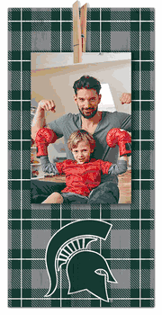 Michigan State Spartans Plaid Clothespin 6x12 Sign