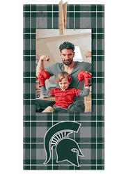 Michigan State Spartans Plaid Clothespin 6x12 Sign