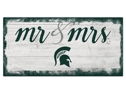 Michigan State Spartans Script Mr & Mrs 6x12 Sign