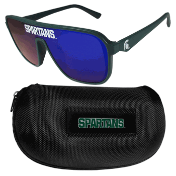 Michigan State Spartans Shield Sunglasses with Case