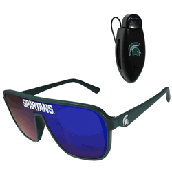Michigan State Spartans Shield Sunglasses with Visor Clip