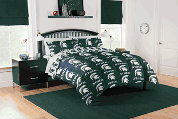 NCAA Michigan State Spartans Spartans Rotary Queen Bed In A Bag Set