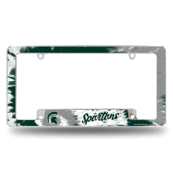 Michigan State Spartans Tie Dye 12" x 6" Chrome All Over Automotive License Plate Frame