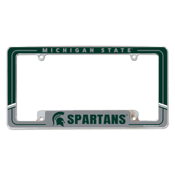 Michigan State Spartans Two-Tone 12" x 6" Chrome All Over Automotive License Plate Frame