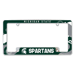 Michigan State Spartans Wave 12" x 6" Chrome All Over Automotive License Plate Frame