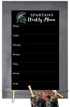 Michigan State Spartans Weekly Chalkboard with frame & clothespins 11x19 Sign