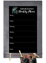 Michigan State Spartans Weekly Chalkboard with frame & clothespins 11x19 Sign