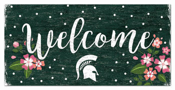 Michigan State Spartans Welcome Floral 6x12 Sign